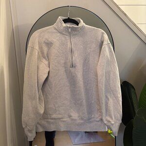 Aritzia Cozy Sweatfleece Boyfriend 1/2 Zip in Heather Cloud White